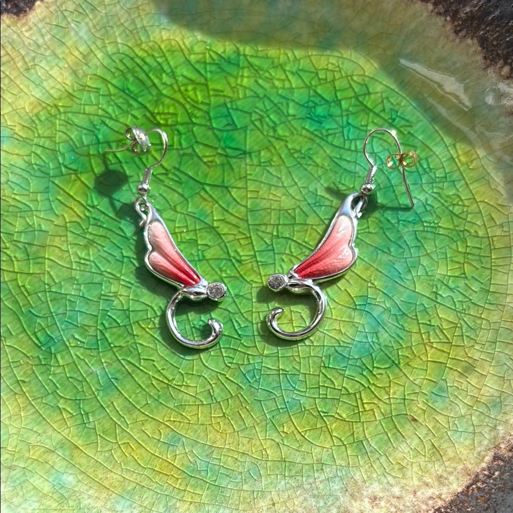 Franz Rhodium and Porcelain Earrings